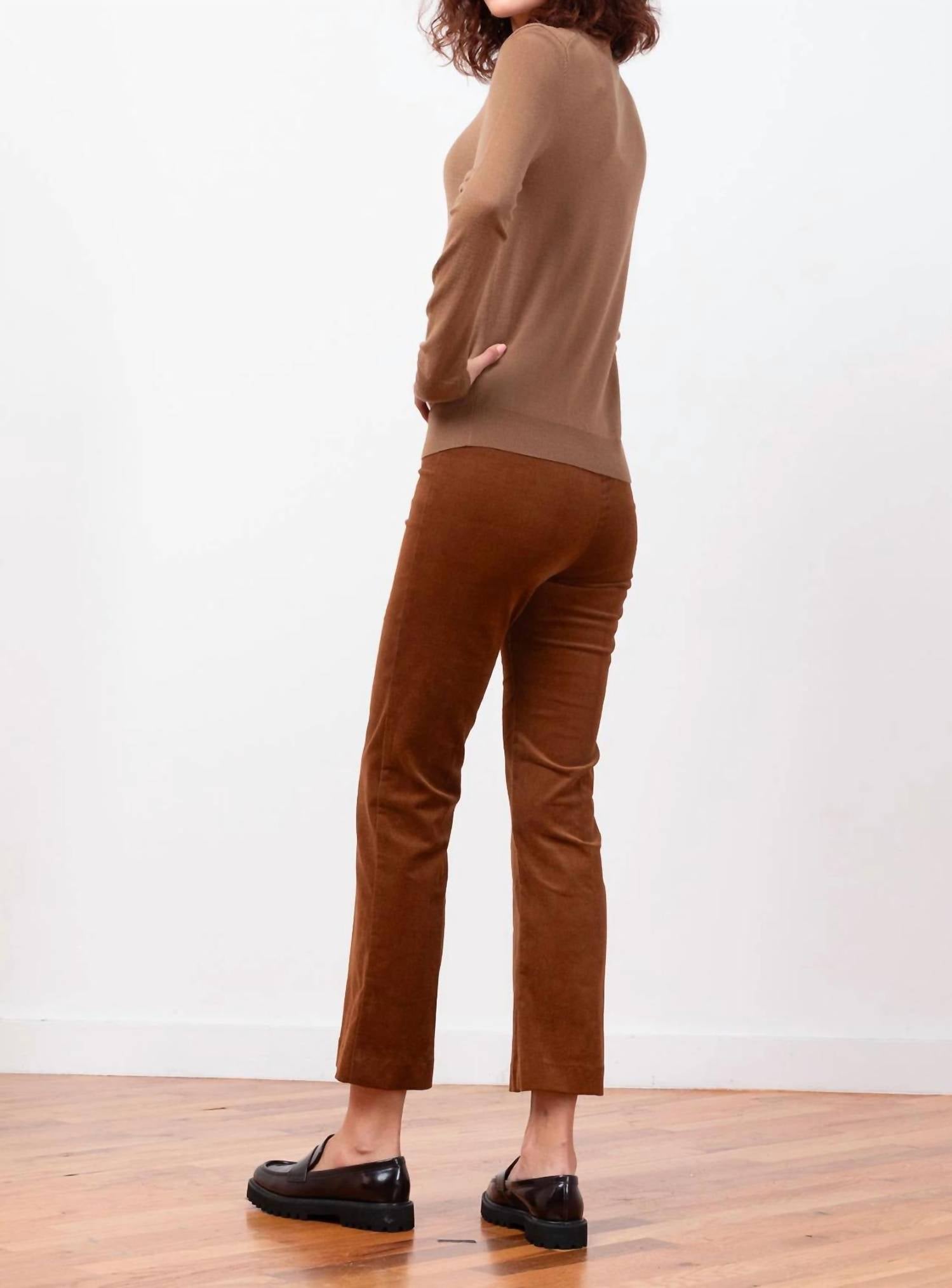 Avenue Montaigne Leo Corduroy Pants in cognac - women's pants - detail view