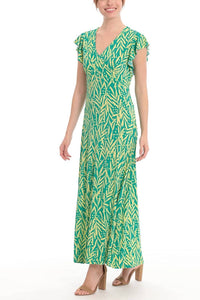 London Times - Floral Flutter Sleeve Maxi Dress
