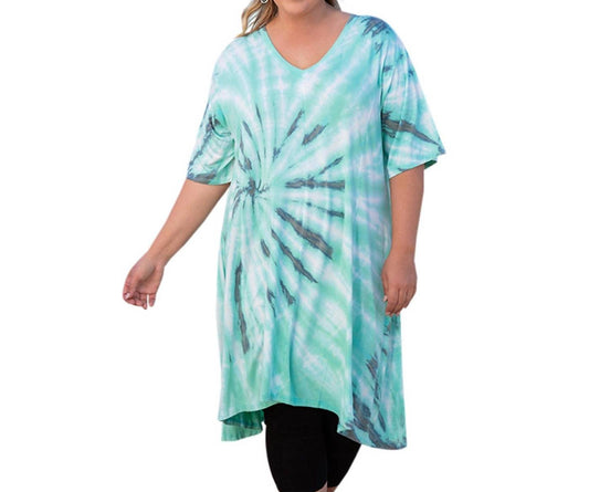 On The Plus Side - Short Sleeve V-Neck Cara Tunic - Plus