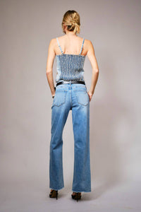 Blue B - Sequin Denim Cropped Corset Top