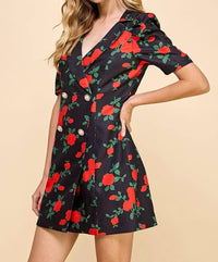 TCEC Rose Mini Dress in black - women's dress - detail view