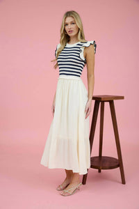 Zoe And Claire - Mixed Media Midi Dress