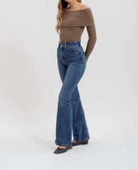La Miel - Foldover off the shoulder long sleeve top