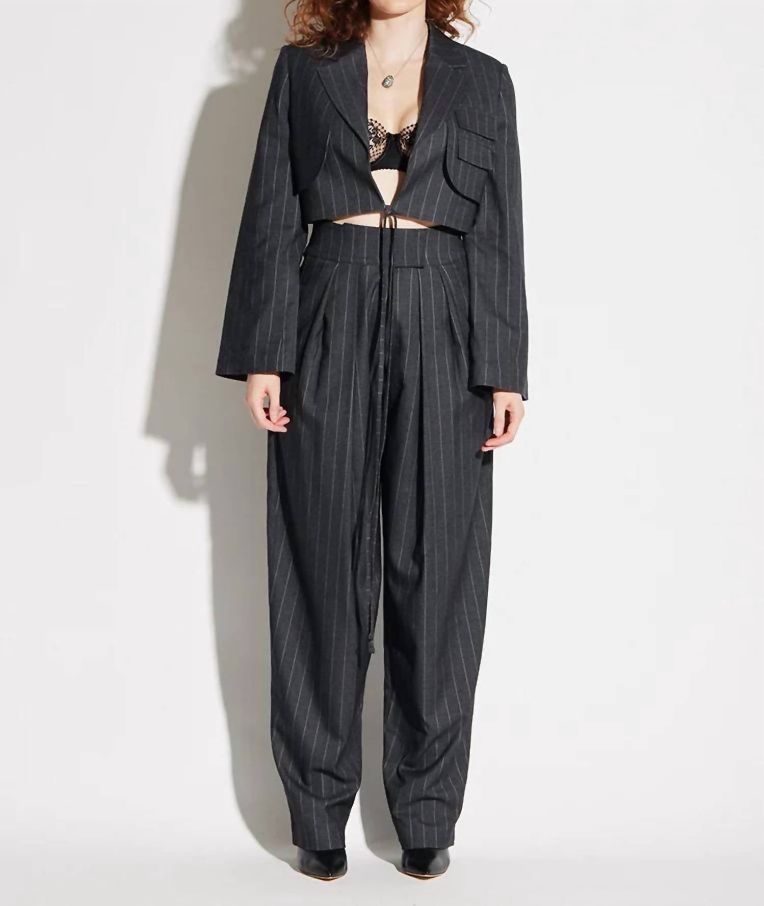 Circular Path - Samantha Crop Tie Blazer