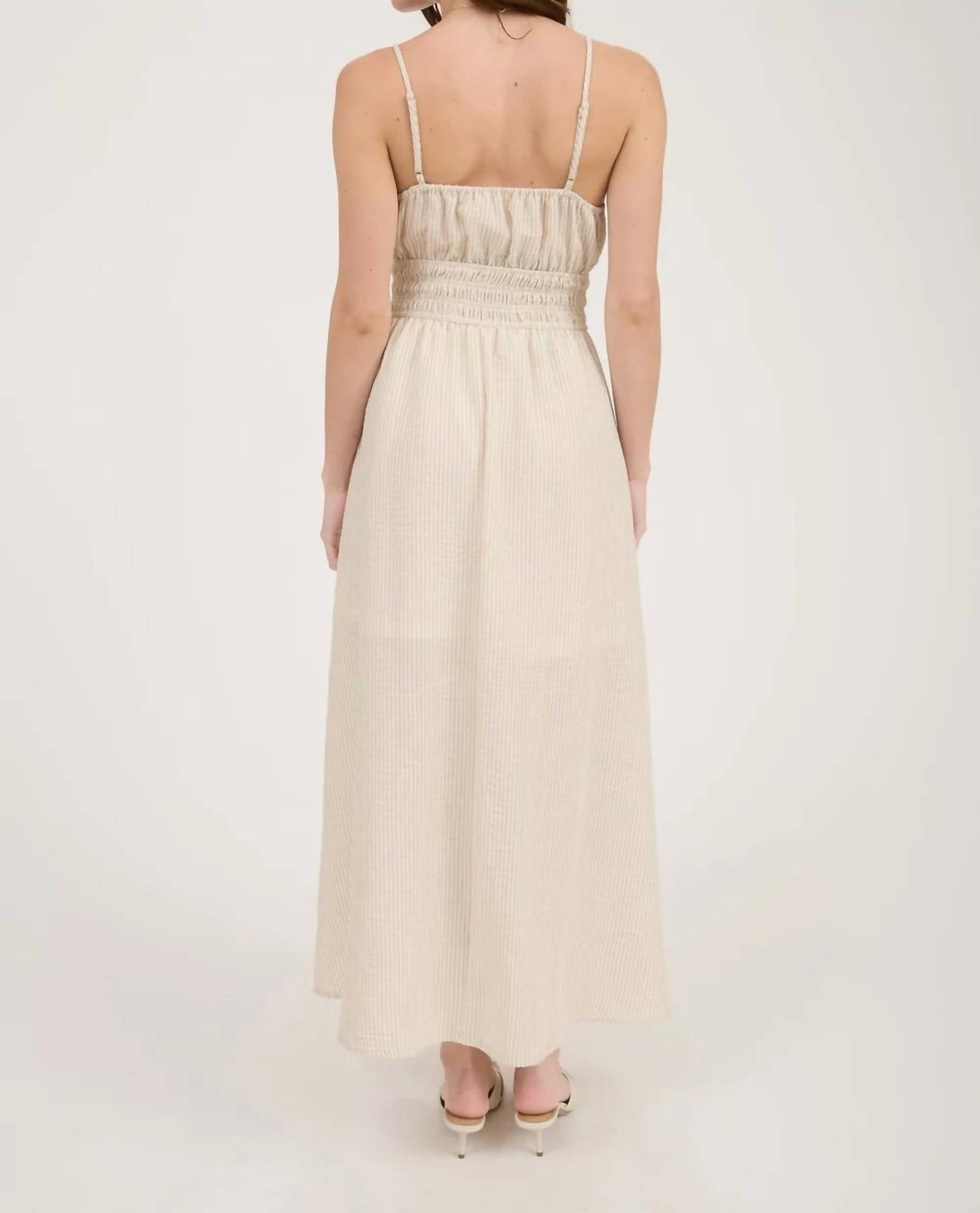 Blu Pepper - Striped Spaghetti Strap Midi Dress