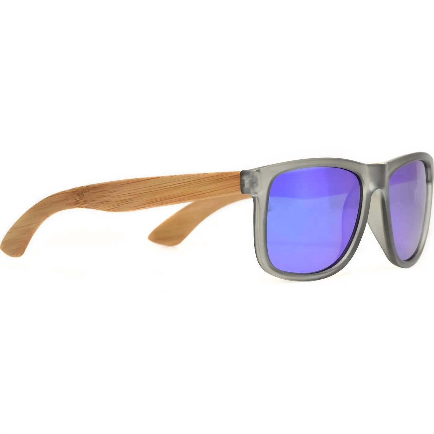 GOWOOD Men's Square Bamboo Wood Polarized Sunglasses in blue - men's accessory - alternate view