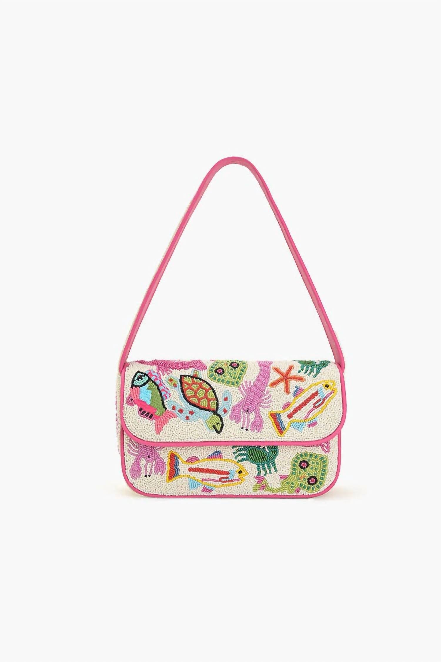 AMERICA & BEYOND Women's Underwater Beaded Shoulder Bag in white - women's bag