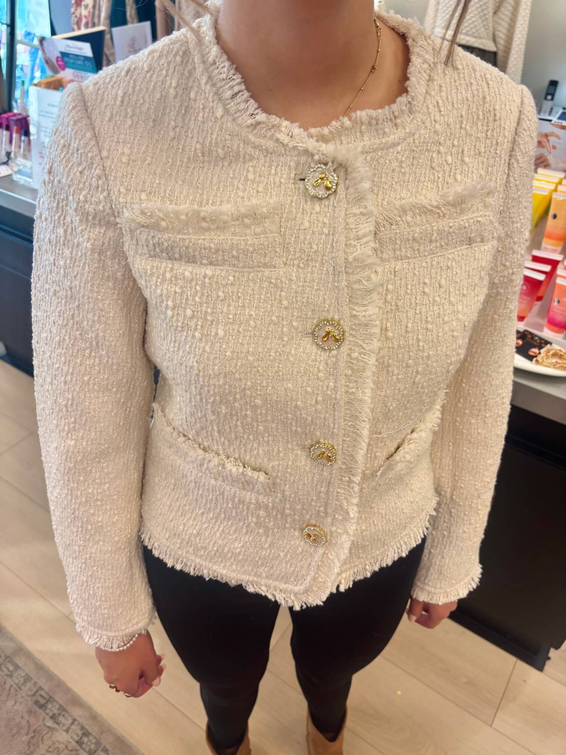 Coalition LA Merit Blazer in cream - women's jacket - detail view