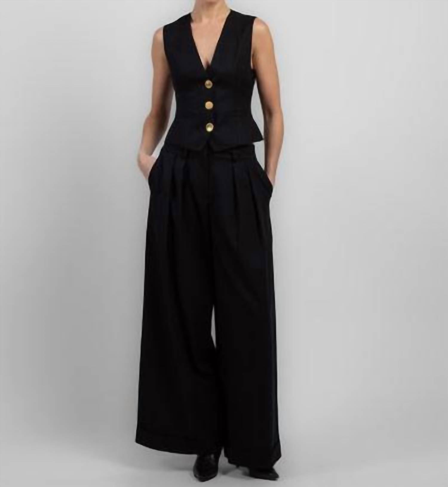 Francoise Anita Sleeveless Waistcoat in black - women's blouse - alternate view