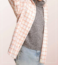 La Miel - Oversized Houndstooth Patterned Soft Brushed Shacket