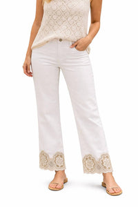 Charlie B - Stretch Twill Laser Cut Jean With Embroidery