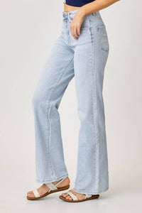 RISEN High Rise 90s Wide Leg Jean in blue - women's jeans - detail view