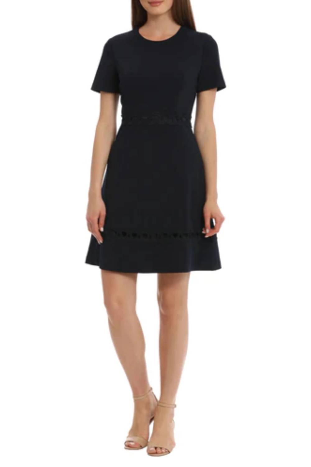 Maggy London - Short Sleeve Swirly Applique Dress