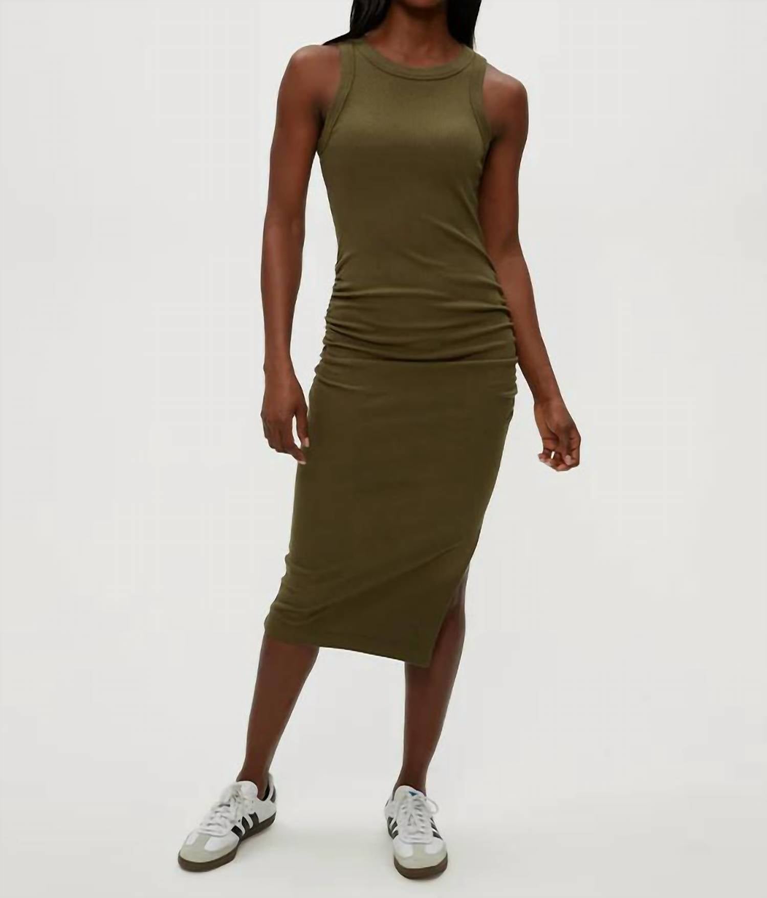 Michael Stars Wren Ribbed Midi Dress in topiary - women's dress - view 6