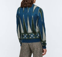 Amiri Backgammon Brushed Cardigan in green white - men's sweater - alternate view