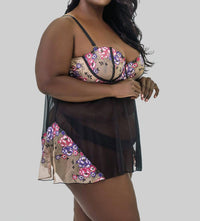 Oh La La Cheri - Nadia Embroidered Babydoll Nightwear - Plus