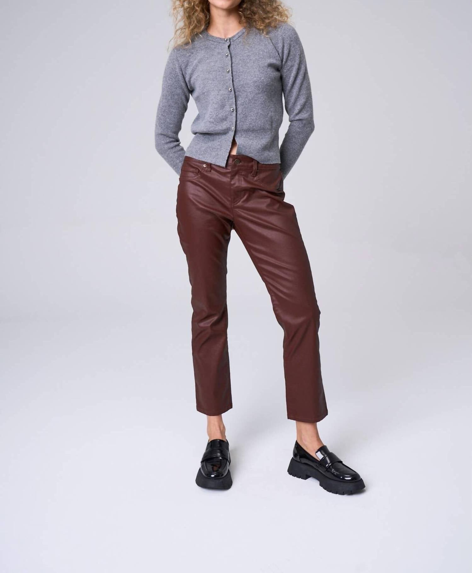 sneak peek Slim Straight Coated Jeans in berry - women's jeans - view 5