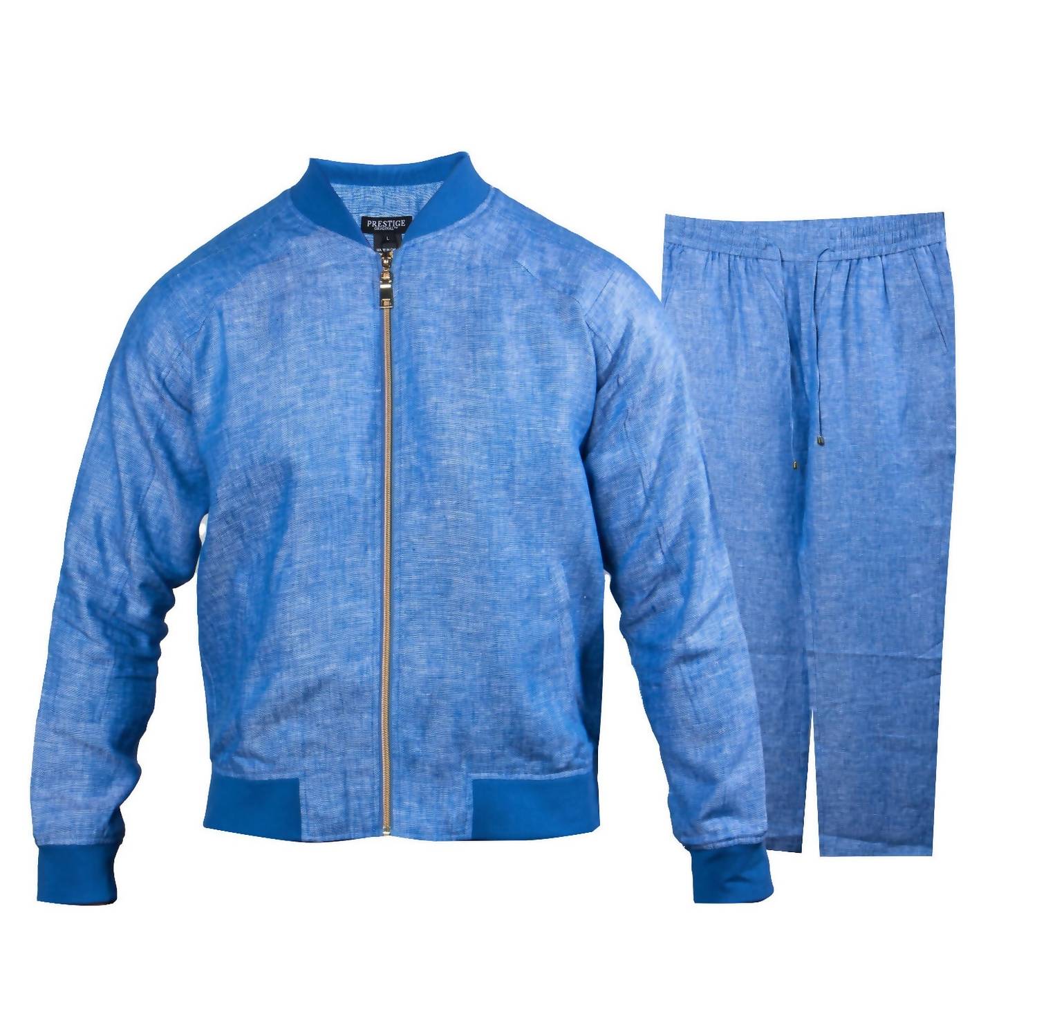 Prestige Original Men's Linen Walking Suit 2 Piece Jacket & Pants Set in blue - men's item