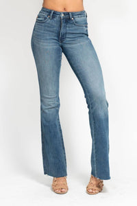 Judy Blue - Midrise Tummy Control Cut Hem Flare Jeans