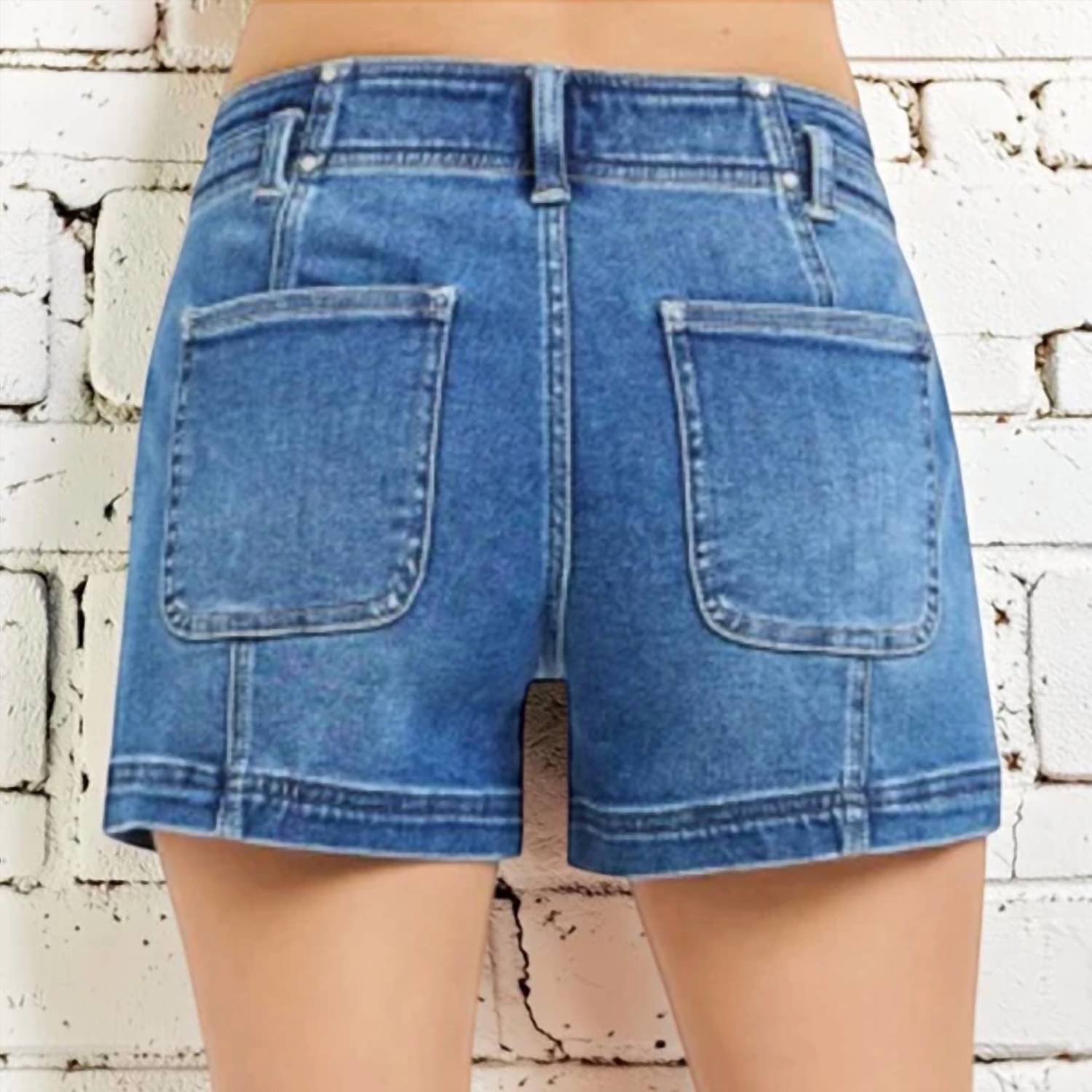 Risen - Kaci Double Button Denim Shorts