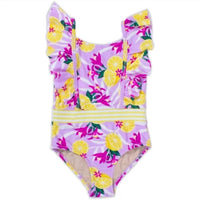 Shade Critters - Girl's Tropical Lemons One Piece Ruffle Sleeve Swimsuit