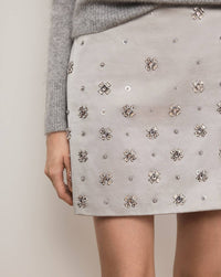 Veronica Beard - Olenna Hand-embroidered Mini Skirt