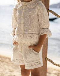 Early Sunday - Girls Eyelet Peplum Collared Blouse