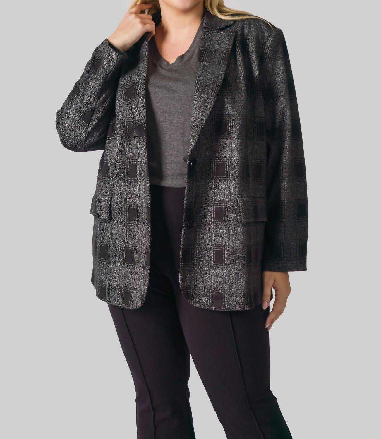 Capsule 121 - Buffalo Plaid Long Sleeve Jacket - Plus