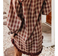 Little Daisy Closet - Peyton Plaid Ruffle Mini Shirt Dress
