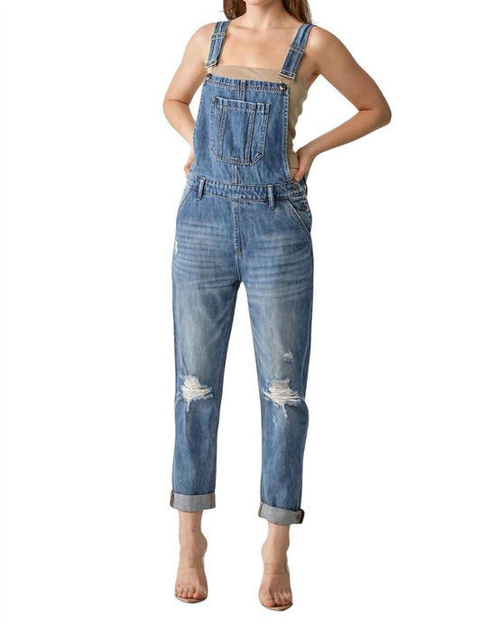 Risen - Distressed Relaxed Fit Overall Jeans