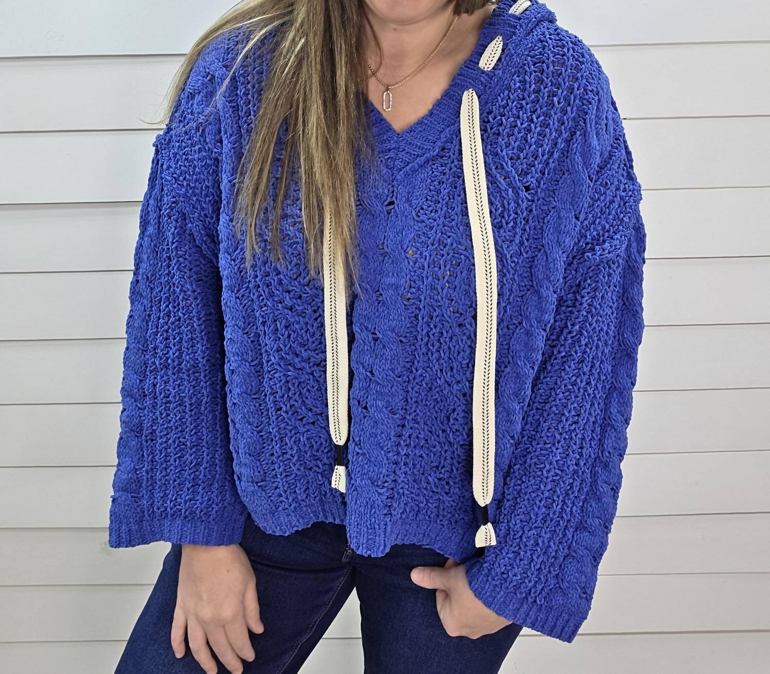 Pol - Oversized Blue Hooded Sweater