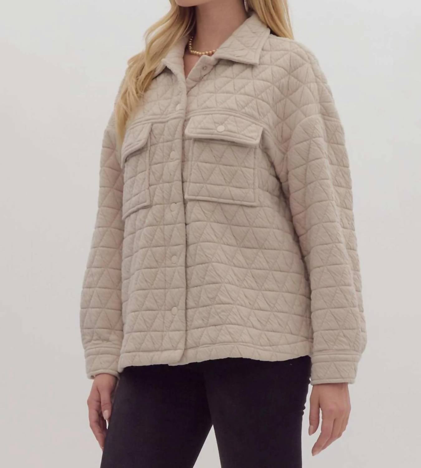 Entro - Women's Long Sleeves Quilted Shacket