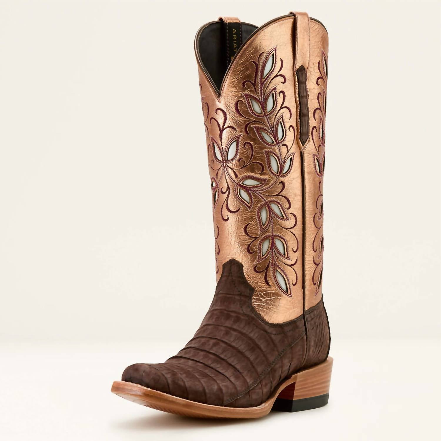 ARIAT Women's Futurity Silk Cigar Sueded Narrow Cutter Toe Western Boot in brown - women's shoe