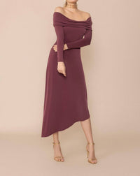 Bruna Nela Ciruela Long Sleeve Dress in plum - women's dress - alternate view