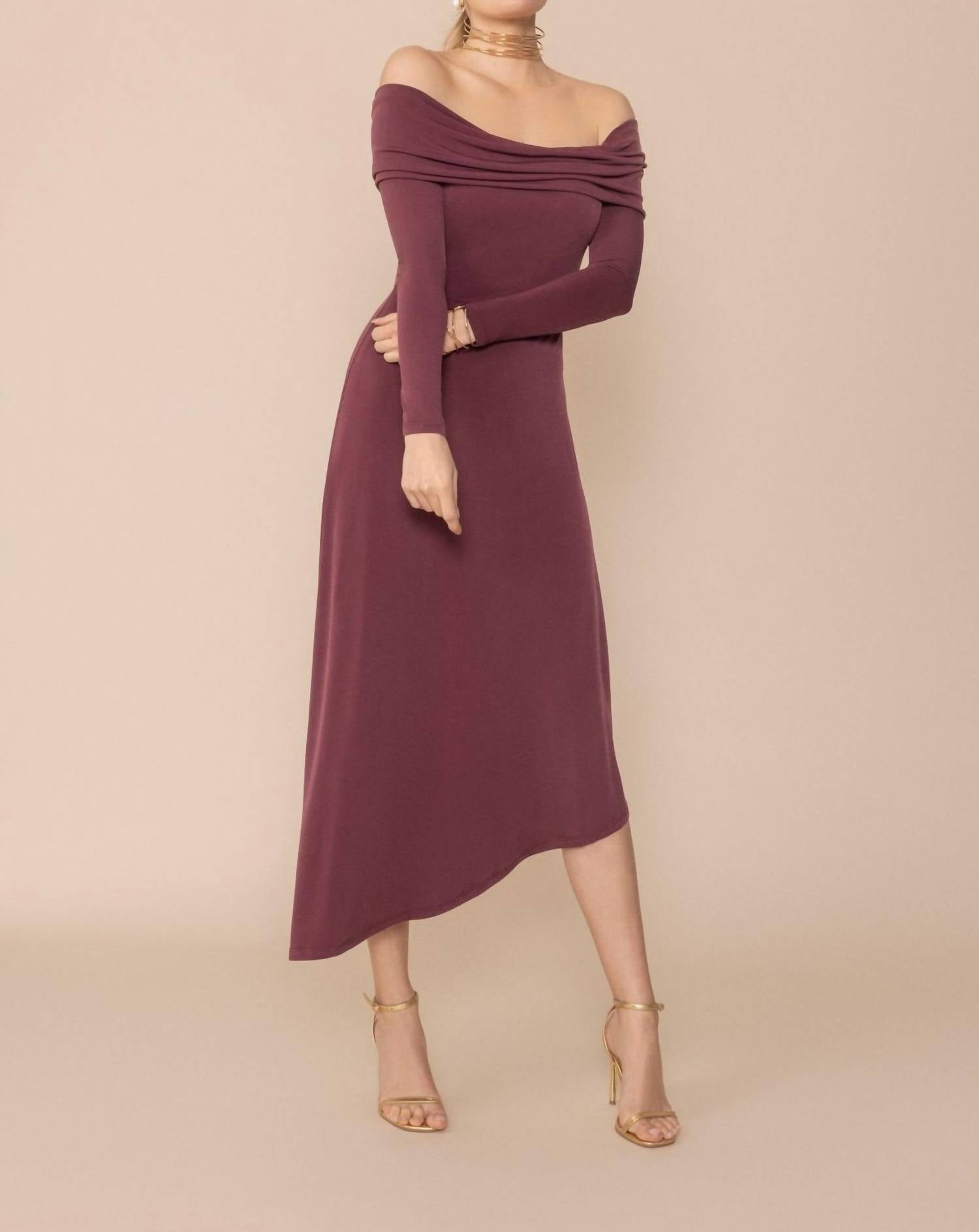 Bruna Nela Ciruela Long Sleeve Dress in plum - women's dress - alternate view