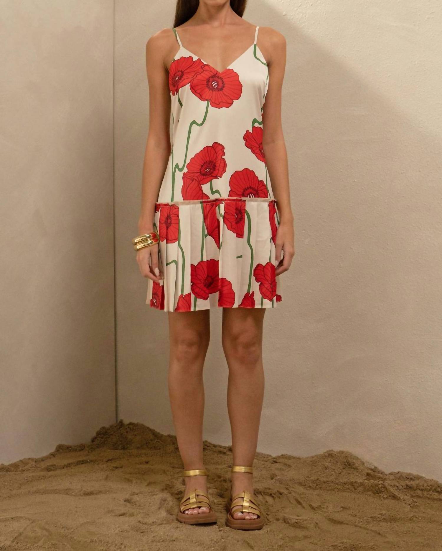 Adelyn Rae - Camila Abstract Rose Print Pleated Mini Dress