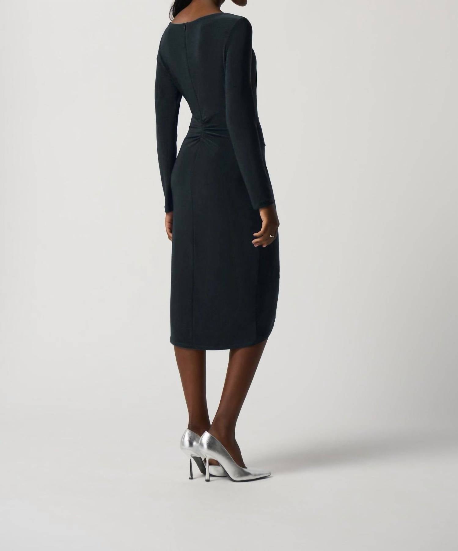 Joseph Ribkoff Long-sleeve Sheath Dress in nightfall - women's dress - detail view