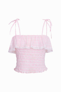Loveshackfancy - Renada Gingham Eyelet Top