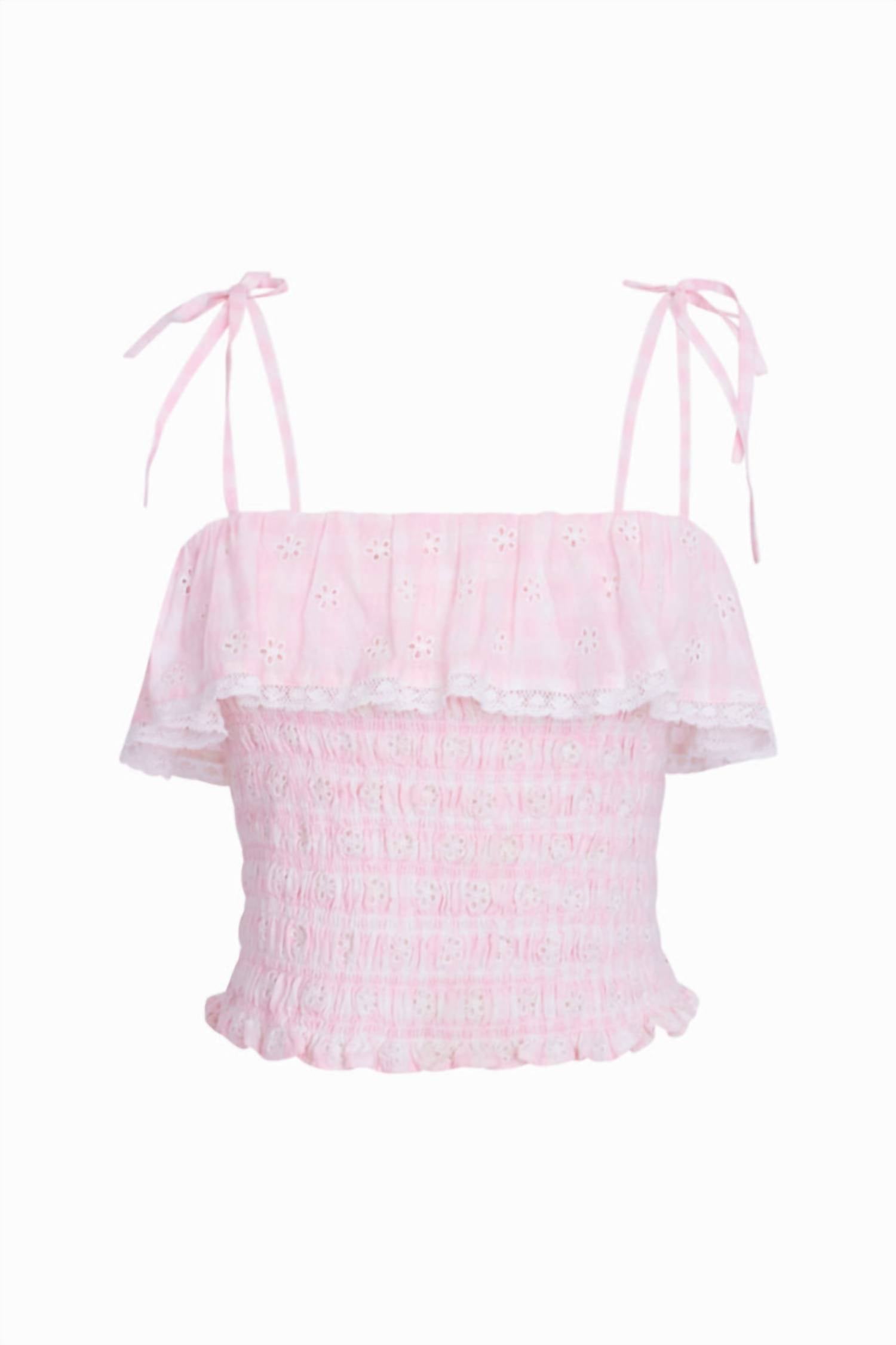Loveshackfancy - Renada Gingham Eyelet Top