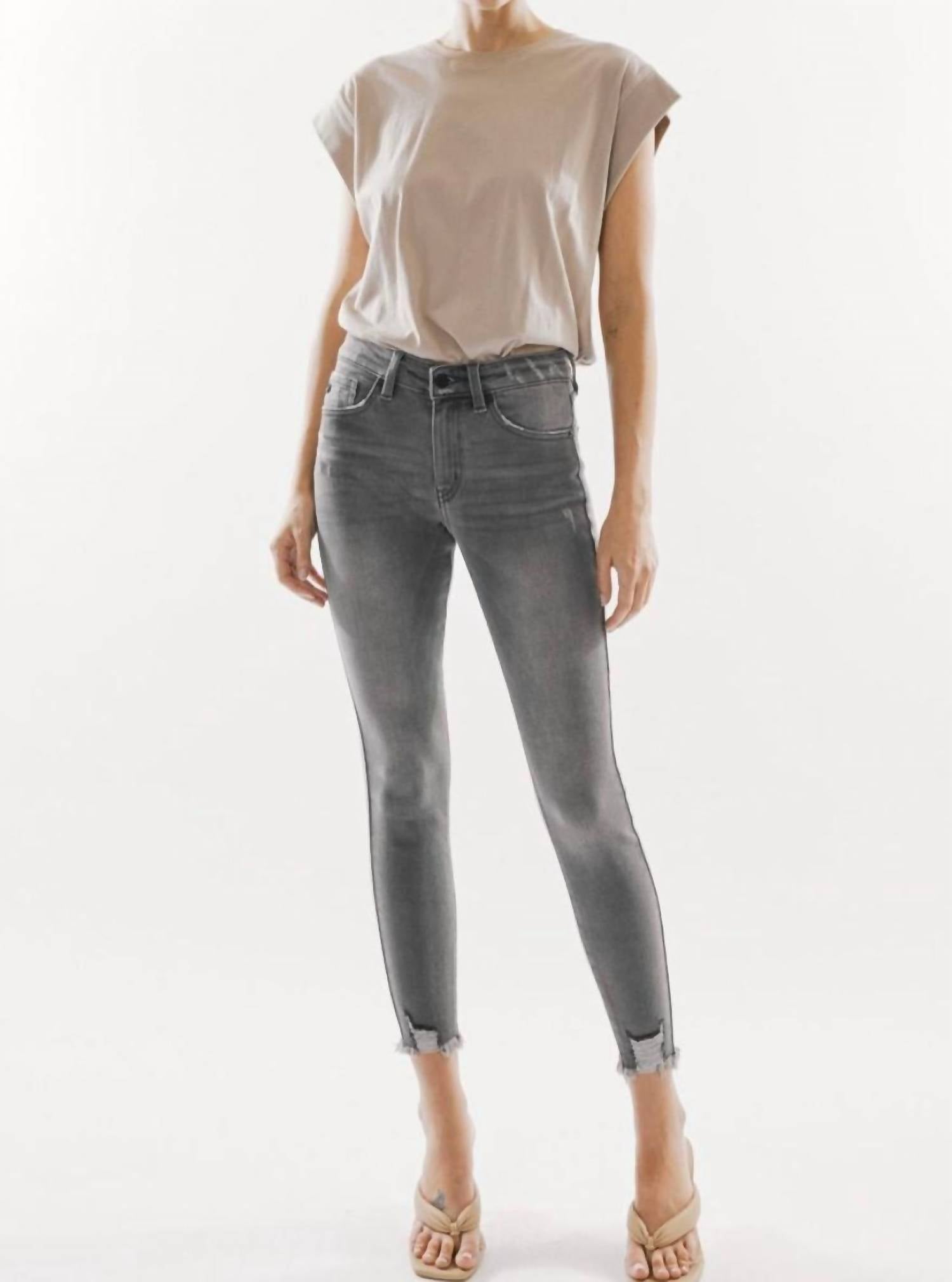 KanCan Gemma High Skinny Ankle Jean in black gray wash - women's jeans