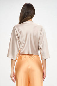 Reneec. - Satin Vibrant Short Sleeve Top