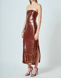 endless rose Sequin Maxi Dress in brown - women's dress - detail view