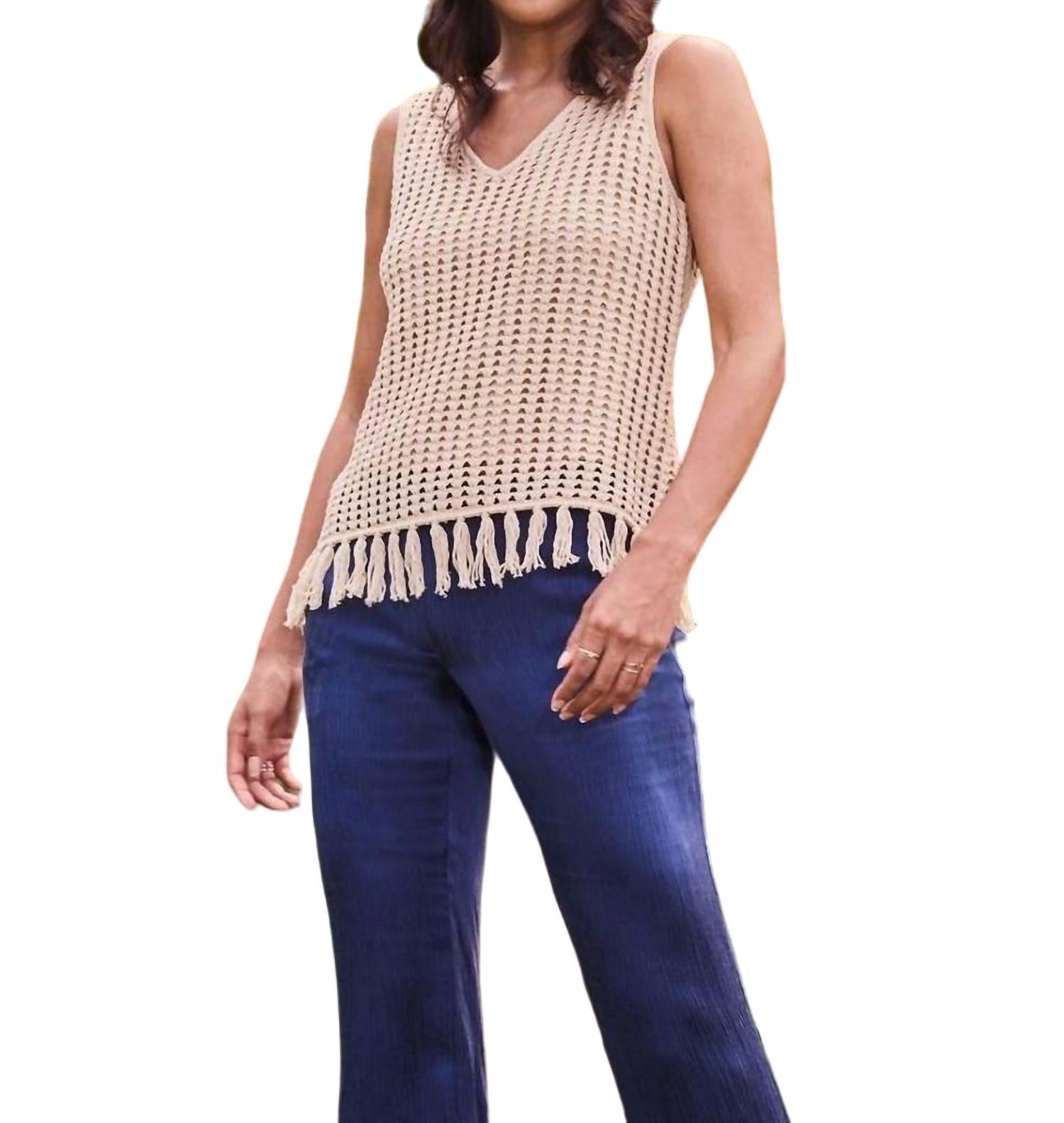 Ecru - FRINGE TANK TOP