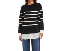 Karen Kane - Layered Stripe Crewneck Sweater