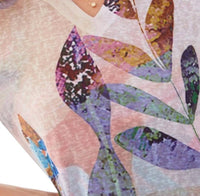 Fdj - Printed Long Sleeve Notch Neck Top