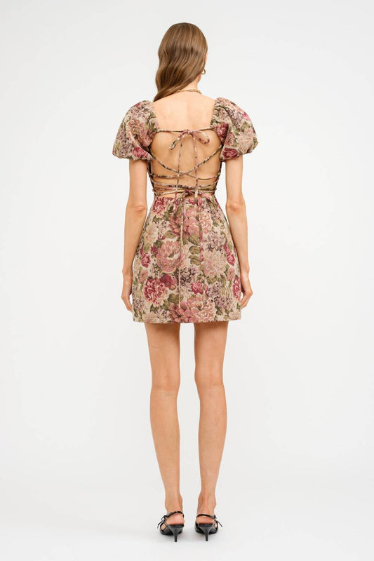 Sofie The Label - Floral Jacquard Puff Sleeve Dress