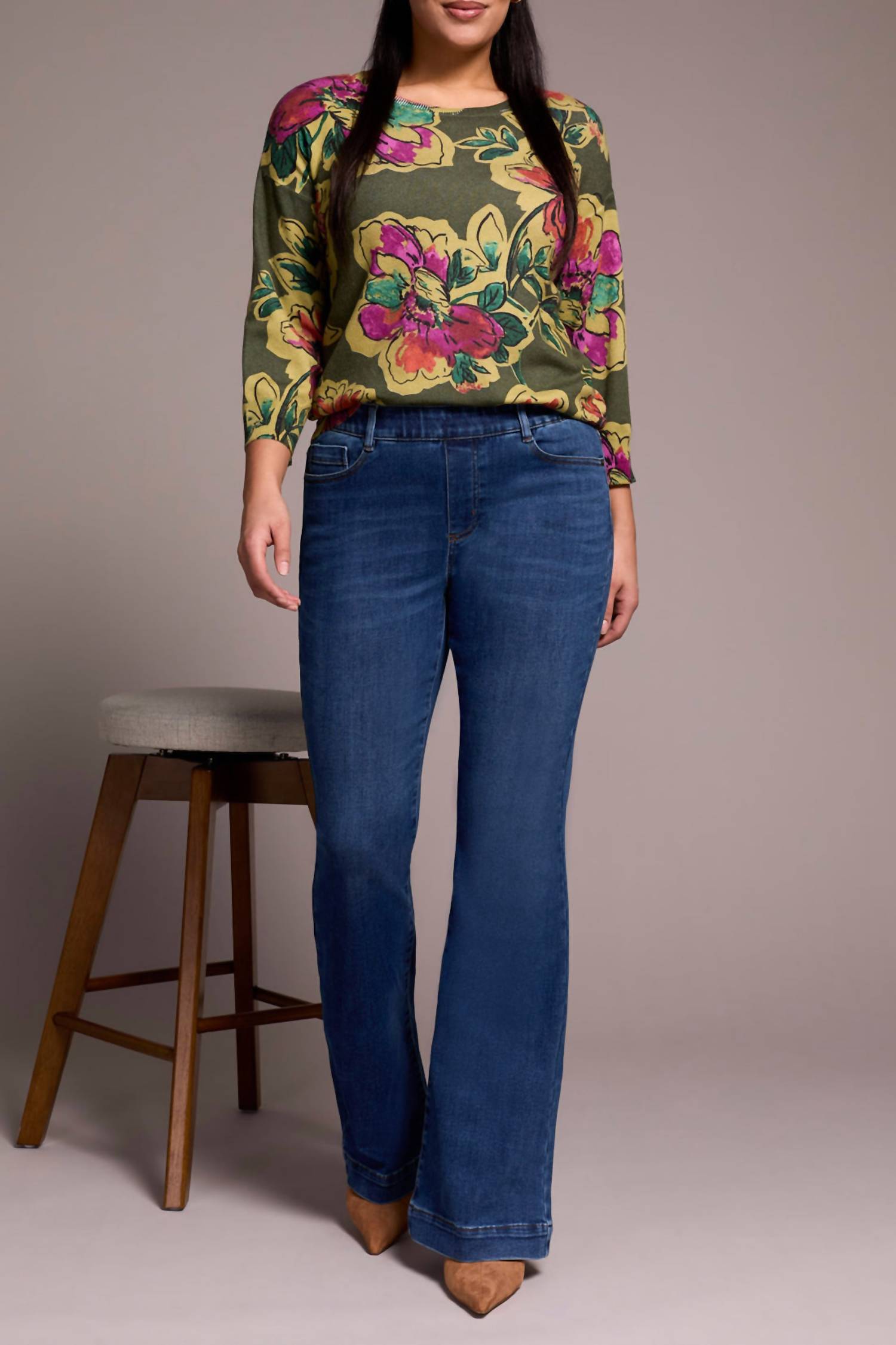TRIBAL Boundless Audrey Pull On Flare Jeans in faded blue - women's jeans - view 4