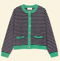 XIRENA Lillian Cardigan Sweater in navy stripe 1 - women's cardigan - alternate view