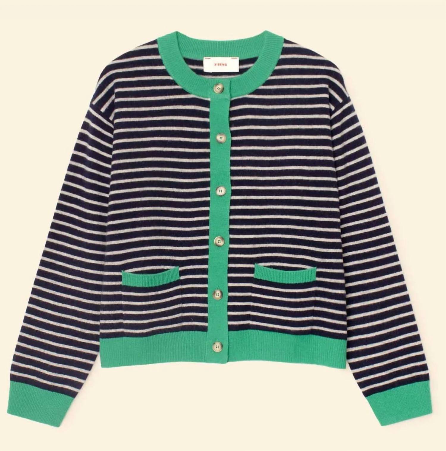 XIRENA Lillian Cardigan Sweater in navy stripe 1 - women's cardigan - alternate view