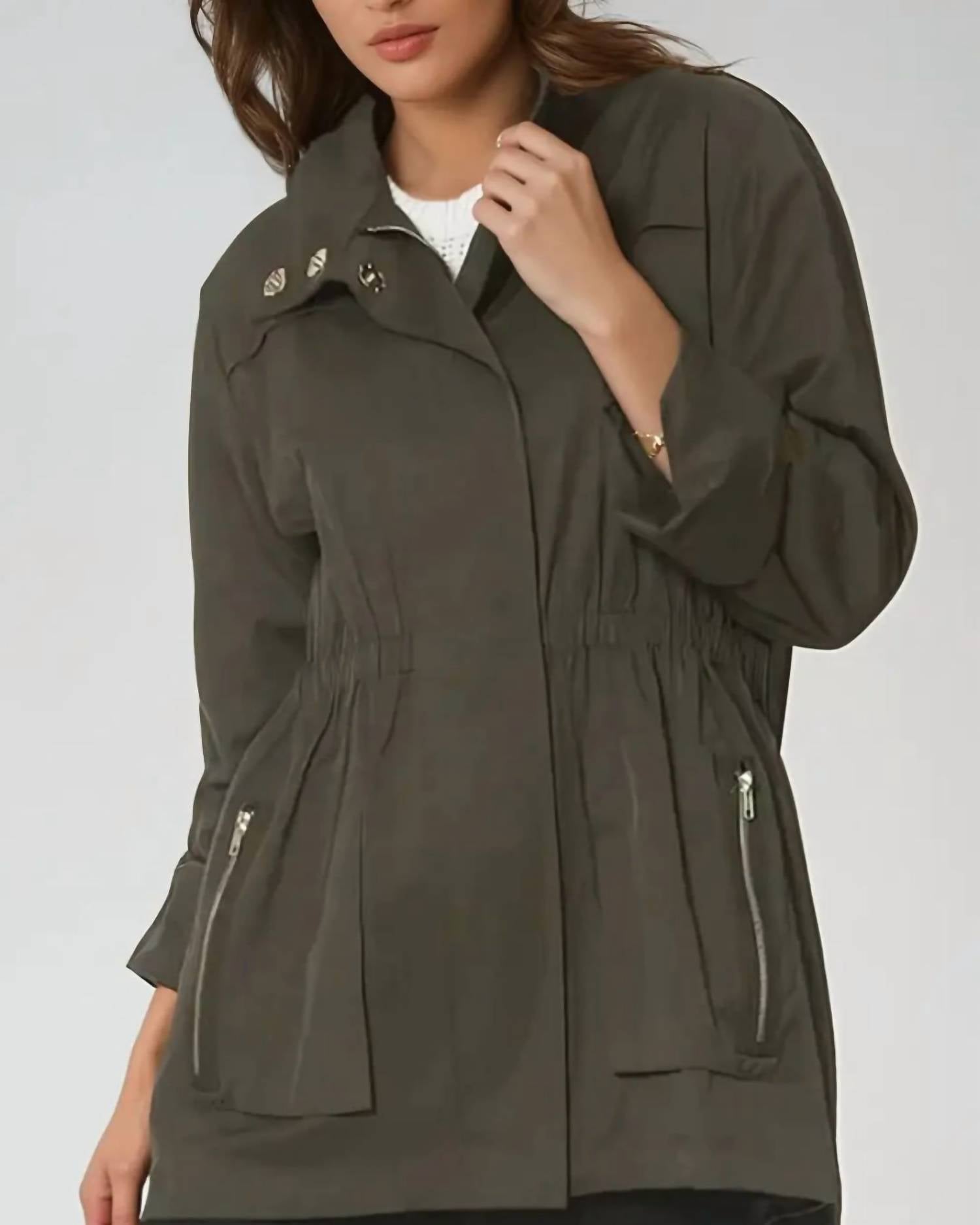 Ciao-Milano Tess Water-resistant Jacket in olive - women's jacket - detail view